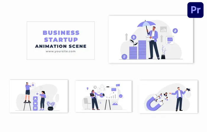 Business Startup Success Journey Flat Design Animation Scene